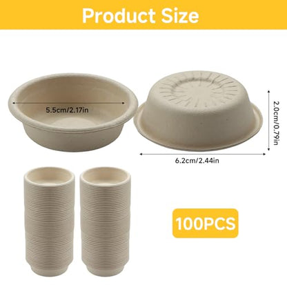 Gecko Feeding Cups, 100-Pack 1 Oz Small Paper Bowls for Crested Gecko Food and Water, Disposable Condiment Cups for Reptile Feeding Dishes and Ledge Accessories, Biodegradable