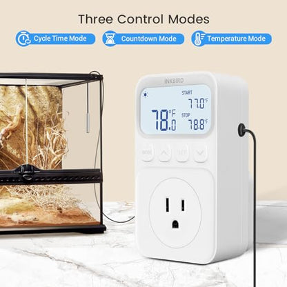 INKBIRD Digital Thermostat Outlet Temperature Controller Outlet Socket Heating/Cooling Control 1200W 10A Backlit Display - size: 1200W 10A
