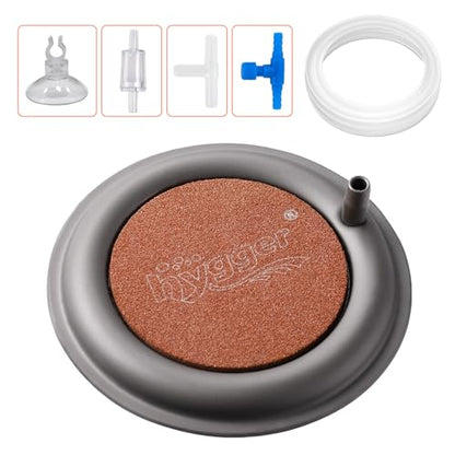 hygger Aquarium Air Stone, 3.4 Inch Nano Air Stone Makes Super Tiny Bubbles, Ultra Quiet Dissolved Oxygen Diffuser Small Airstone with Stainless Steel Base for Aquarium, Fish Tank & Hydroponic, Round - size: 3.4 Inch