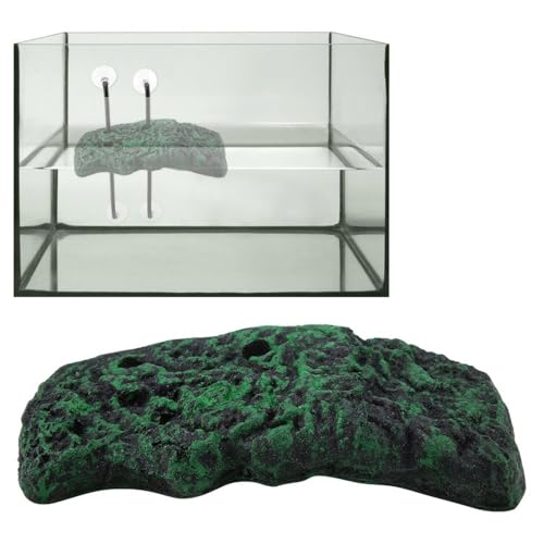 Automatic Turtles Basking Platform with Suction Cups Floating Dock for Semi Aquatic Reptiles, Amphibious Ramp for Tanks & Terrariums(S) - size: Small