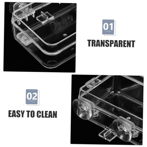 HANABASS Reptile Feeding Bowl Cup Transparent -Escape and Food for Lizards Geckos Bearded Dragons and Chameleons Easy to Clean and Maintain - color: Transparent, size: 13.50X6.50X3.50CM
