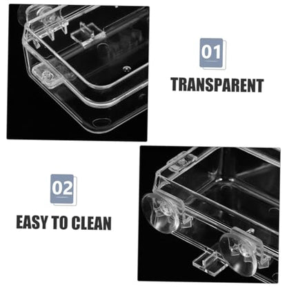 HANABASS Reptile Feeding Bowl Cup Transparent -Escape and Food for Lizards Geckos Bearded Dragons and Chameleons Easy to Clean and Maintain - color: Transparent, size: 13.50X6.50X3.50CM