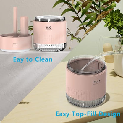 SZO Plant Humidifier Indoor, 500ml Soft Pink with Colorful Lights | Small Humidifiers for Plants, Travel, Bedroom, Office Desktop, Baby Room - color: Soft Pink 2.0