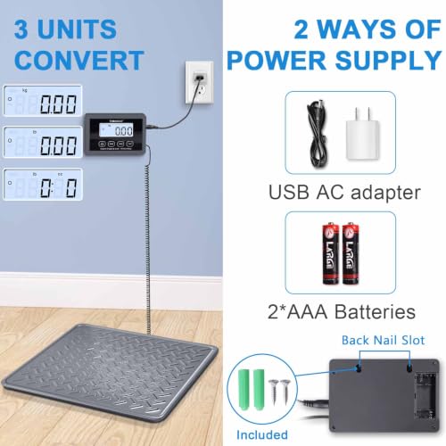 THINKSCALE Shipping Scale, 440 lb x 1 oz Heavy Duty Digital Postal Scale | Alloy Steel Platform with Hold, Tare & Backlit LCD, Package & Luggage Scale, Battery & AC Adapter Included - color: Alloy Steel Gray