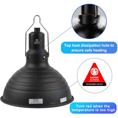 8.5 Inch Reptile Light Fixture Dome Heat Lamp Fixture UVB Heat Basking Lamp Fixture for Amphibian Reptile Terrariums，E26 Base