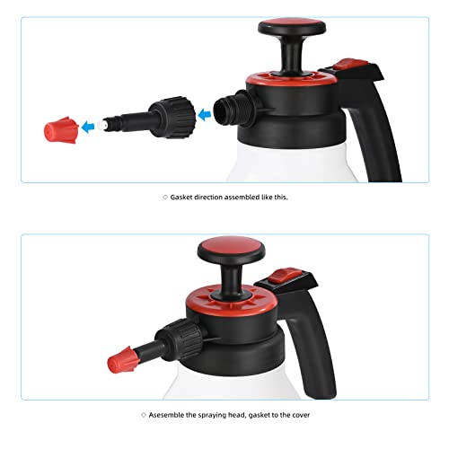 FOSHIO 0.53 Gallon Garden Pump Sprayer, 2L Portable Hand Pump Pressure Water Spray Bottles with Adjustable Nozzle Trigger Lock Sprayer for Home, Lawn and Car Detailing