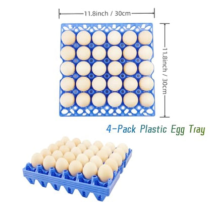 4-Pack Blue Rectangular Plastic Egg Tray, Stackable Egg Crates, 30-Egg Capacity, Modern Style, Reusable, Dishwasher Safe - size: 4-Pack Blue