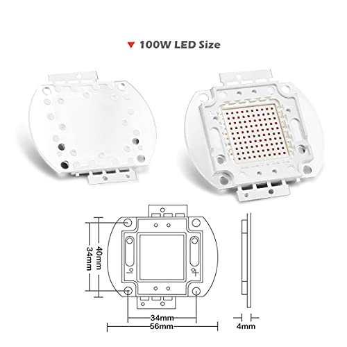 CHANZON High Power Led Chip 100W Red | (3000mA / DC 20V - 24V / 100 Watt) Super Bright Intensity SMD COB Light Emitter Components Diode Bulb Lamp Beads DIY Lighting - color: E) Red