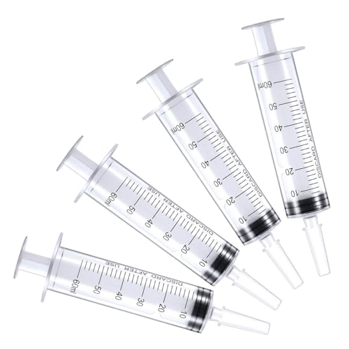 60ml Syringe for Liquid, Syringe Without Needle for Pet Feeding, Liquid Measurement, Individually Wrapped, Pack of 4 - size: 60ml