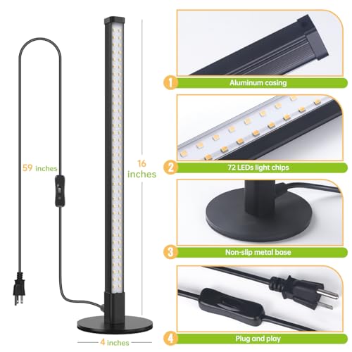 Vertical Grow Light, 72 LEDs Full Spectrum Bar, 5000K, T5, 11W | 1.4FT Grow Light, Wide Illumination Area Full Spectrum, Aluminum Housing, On/Off Switch for Houseplants