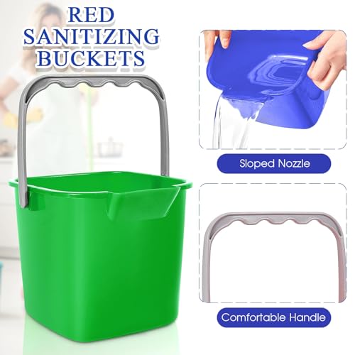 Irenare 12 Pcs Sanitizing Bucket 3 Quart Cleaning Pail Small Detergent Square, Spout and Handle Plastic Utility Sanitizer Buckets for Restaurant Kitchen Home Offices (Multicolor) - color: Multicolor
