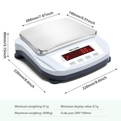 Lab Scale 5000g/0.1g High Precision Digital Scale Analytical Balance Electronic Scale for Kitchen Lab Weighing - style: 5000g x 0.1g WITHOUT weight