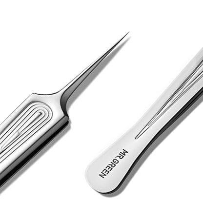 MR.GREEN Ingrown Hair Tweezers Needle Nose Pointed Tips Tweezers For Eyebrows Splinters Blackhead Removal Acne Clip Extractor (Short) - size: Short