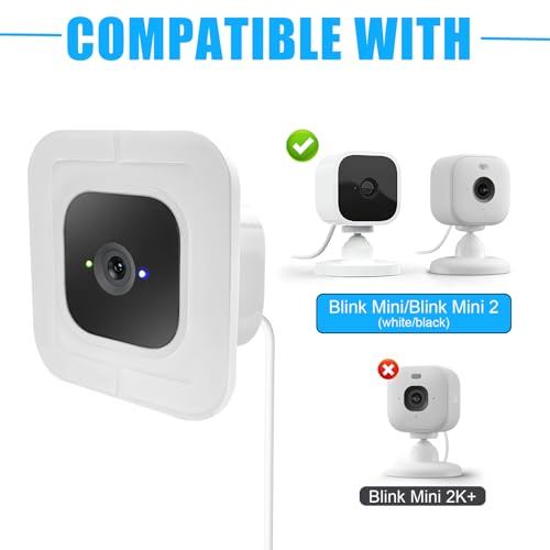 2 Pack Window Mount Compatible with Blink Mini Indoor, Secured Camera Glass Wall Holder for Single Pane Glass Windows/Doors for Outside Security Monitoring,White - color: White