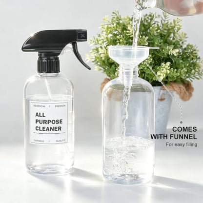 Spray Bottles 16 Oz 2-pack, 360° Any-Angle Spraying, Mist & Stream, Funnel | Professional Heavy-Duty Sprayer Bottles with Measurements & Weighted Straw, Leak-proof for Cleaning Solutions, Planting, Hair - style: 16oz, 2 pack