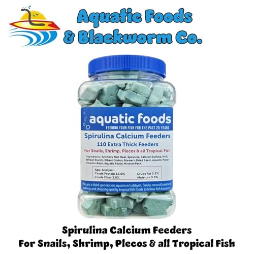 Spirulina Enriched Calcium Feeders... 110ct Medium Jar | For Shrimp, For Snails, For Crabs, Crayfish, Pleco, Catfish, For All Tropical Fish - size: 110 Count (Pack of 1)