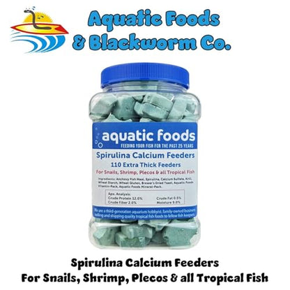 Spirulina Enriched Calcium Feeders... 110ct Medium Jar | For Shrimp, For Snails, For Crabs, Crayfish, Pleco, Catfish, For All Tropical Fish - size: 110 Count (Pack of 1)