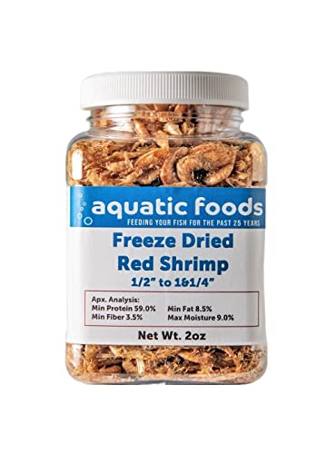 Red Shrimp-Freeze Dried 1/2" to 1 &1/4" Floating Red River Shrimp for All Tropicals, Turtles, Koi & Pond Fish, Rodents…2oz Small Jar - size: 2 Ounce (Pack of 1)