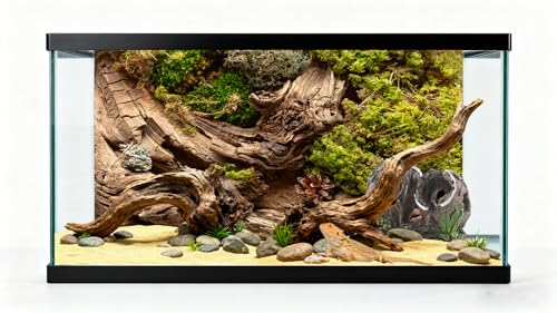 48x18 inches Aquarium Fabric Background Composition of Lichen Withered Tree Aquarium Background Fish Tank Aquatic Plants Background - size: 48X18inch