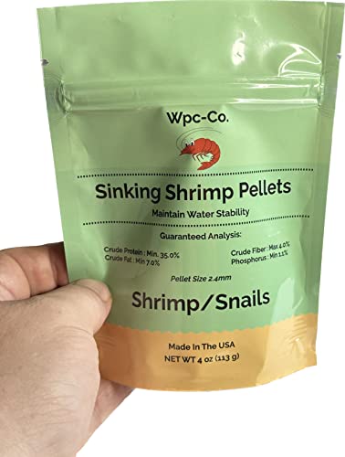 Wpc-Co. Aquarium Shrimp Food - Sinking Pellets for Aquatic Shrimp, Snail, Bottom Feeders - Complete Nutrition for Tropical Shrimps and Other Invertebrates