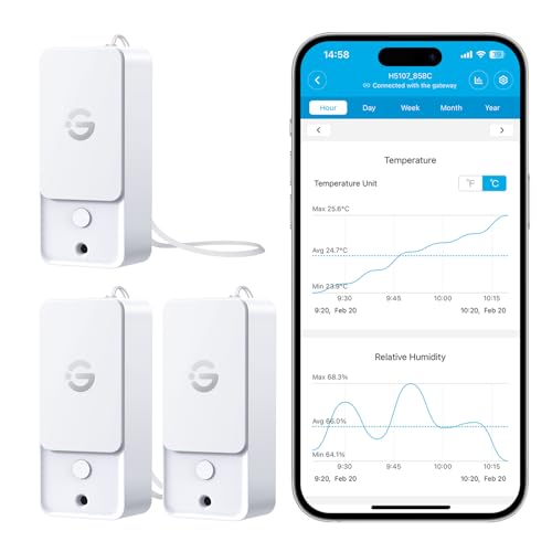 GoveeLife Outdoor Temperature and Humidity Sensor H5107 Replacement Kit | 3Pack, Full Function Only via 2.4GHz WiFi Gateway H5043, Not Support Bluetooth Connection - style: 3 Sensors