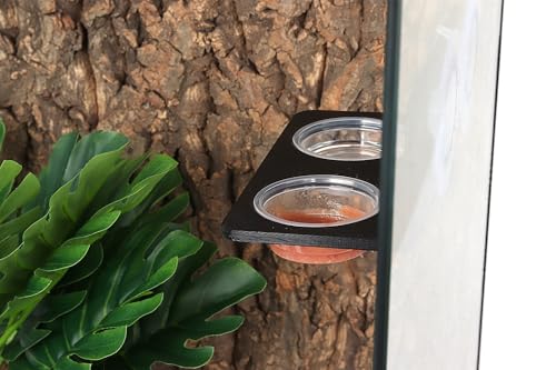 Crested Gecko Feeding Ledge with 10PCS Reptile Food Cups - Black - color: Black
