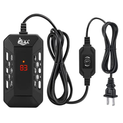 AQQA Aquarium Submersible Heater for Fish Tank,LED Temperature Display and Built-in Thermometer,External Controller Temperature Control Range 59℉-93℉,Safety Control Protects 50W