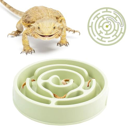 Bearded Dragon Maze Bowls Puzzle, Bearded Dragon Feeding Dish Food Bowl, Reptile Feeding Dish to Slow Down Eating, Worm Dubia Cricket Anti-Escape Food Bowl