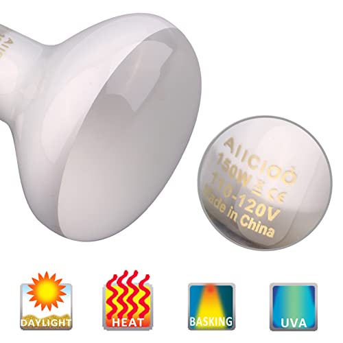 Aiicioo Reptile Heat Lamp Combo Set - 150W Day and Night Reptile Light Bulb Infrared Basking Bulb for Bearded Dragon Lizard Turtle Hermit Crab Leopard Gecko Snake Chameleon Tank - color: Red & White, size: 2 Piece Set