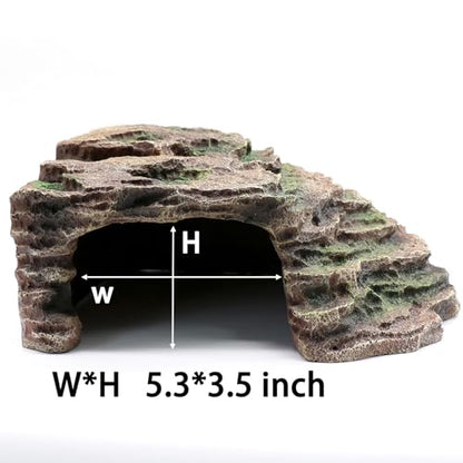 Large Reptile Hide Shale Scape Step Ledge, Reptile Cave Hideout, Bearded Dragons Accessories, Basking Rocks for Bearded Dragons - style: Large-11.8 * 9.8 * 5.3