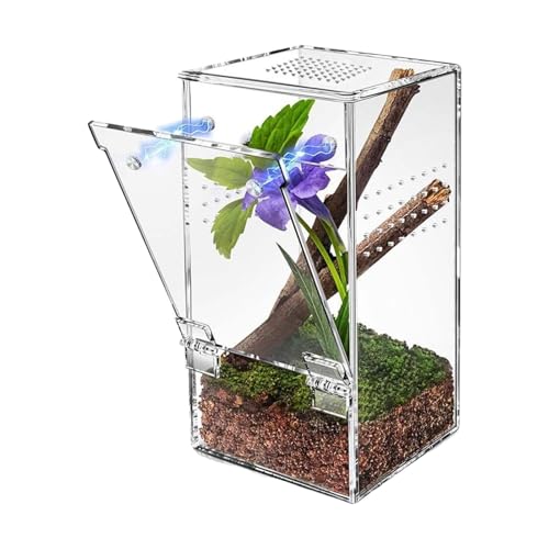 Jumping Spider Enclosure with Magnetic Door Acrylic House | Reptile Terrarium Spider Feeding Box for Tarantula Snail Gecko Frog Lizard Beetles Centipedes Home Living Room Office