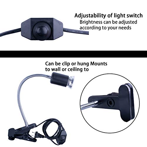 Reptile Heat Lamp UVA UVB Light Bulb, 360° Rotatable Basking Spot Light - color: Black