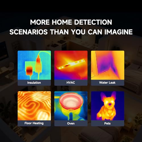 Thermal Imaging Camera, 240×240 IRS, 25Hz, -4°F–1022°F | Adjustable Emissivity, 50° Wide Field of View, Fixed Focus Design, USB Image Export, Home & HVAC Inspection