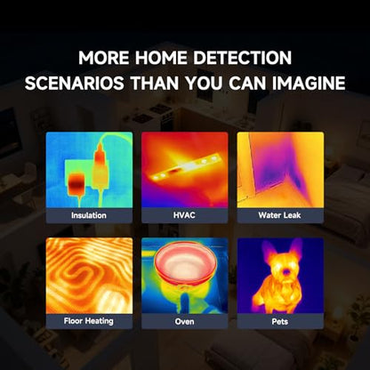 Thermal Imaging Camera, 240×240 IRS, 25Hz, -4°F–1022°F | Adjustable Emissivity, 50° Wide Field of View, Fixed Focus Design, USB Image Export, Home & HVAC Inspection