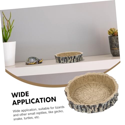 MERRYHAPY Reptile Food and Water Dish Durable Resin Tortoise Feeder for Lizards Frogs and Geckos Practical Storage Container for Reptile Pets