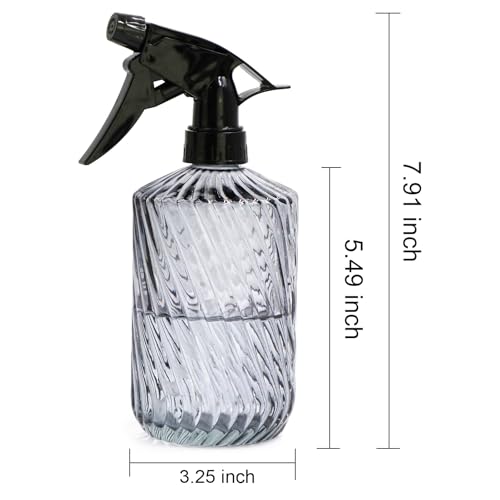 Fine Mist Plant Mister,Handheld Pressure Glass Spray Bottles,0.45L/15.22oz Watering Can with Adjustable Nozzle for Outdoor Indoor Gardening and Cleaning Work(Diagonal Gray) - color: Diagonal Gray
