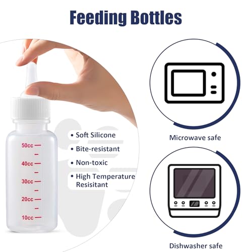 Kitten Bottle Feeding Kit, Newborn Nursing Bottle with Silicone Nipples, 10 FR Feeding Tube, Pet Pill Shooter, Aspirator Bulb, Small Animal Feeding Supplies for Kittens, Puppies, Rabbits, Squirrels
