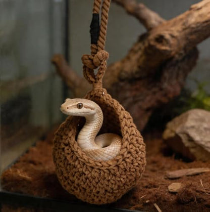 1 Set Snake Tank Accessories, Hanging Woven Twine Hammock for Reptile, Snake Rest & Shelter Supplies with Hook, Habitat Enrichment Accessories for Snake, Gecko and Other Small Animals