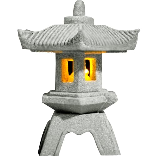 Japanese Pagoda LED Lamp Statue Figurine, LED Lantern Pagoda Statue Figurines for Home Table Decor - Style C - style: Style C