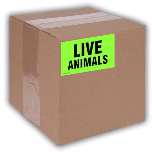 Kenco 3" X 5" Live Animals Fluorescent Shipping Label Stickers for Shipping and Packing - 500 Adhesive Labels Per Roll (10 Pack) - size: 10 PACK