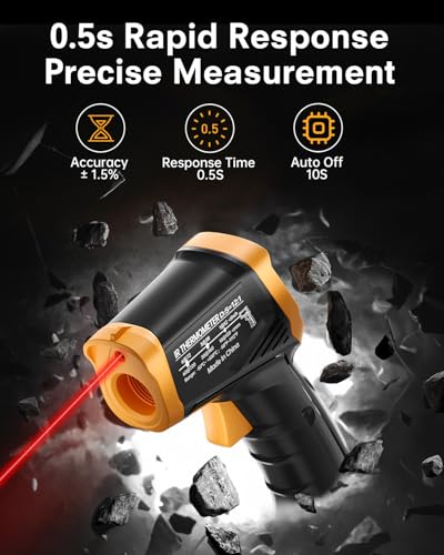 Eventek Infrared Thermometer Gun, -58°F to 1112°F Laser Thermometer Temperature Gun, IR Temp Gun for Cooking, Pizza Oven Accessories, Griddle, AC, Barbecue, Air, Fridge, Engine, Kitchen