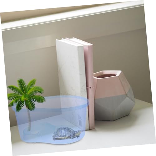 COLLBATH Reptile Feeding Tank Integrated Ramp Transparent Turtle Habitat for Aquatic and Terrestrial Use Design for Easy Cleaning for Turtles and Pets