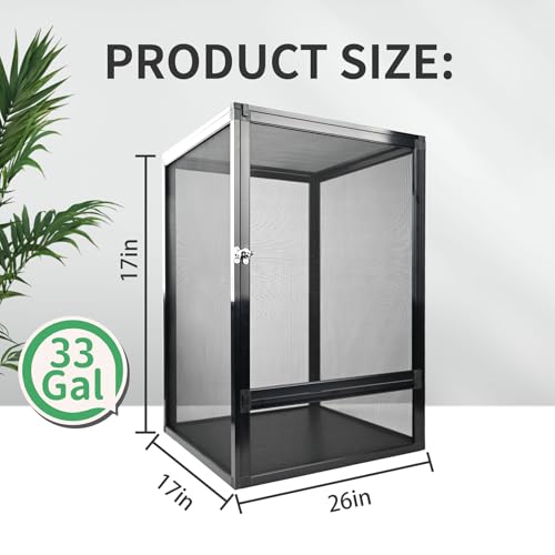 33 Gallon Reptile Enclosure 26"x17"x17" Mesh Chameleon Cage,Superior Ventilation Vertical Screen Tank for Chameleon,Crested Geckos,Leopard Geckos,Bearded Dragon,Lizards,Spider,Butterfly