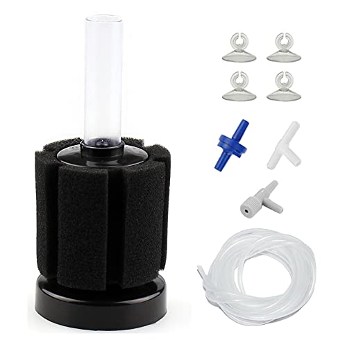 AQUANEAT Aquarium Air Powered Sponge Filter, Fish Tank Bio Bubble Filter with Airline Tubing, Valves, Suction Cup(up to 10Gal) - size: Small up to 10Gal