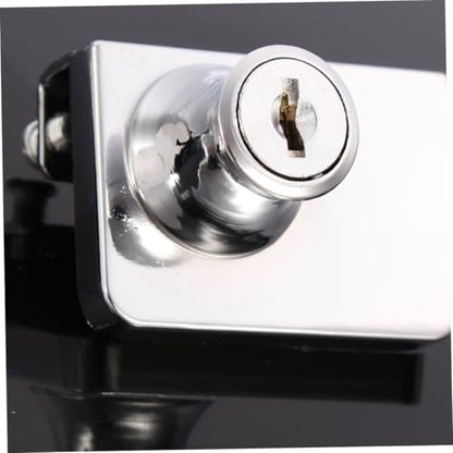 Glass Cabinet Lock Zinc Alloy 5-8mm Security Door Lock with Keys for Display Showcase Furniture Latch Compatible with Single and Double Doors