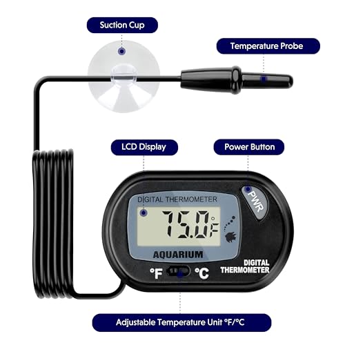 iPower 8 by 18-Inch 24W Reptile Heat Mat, LCD Digital Aquarium Thermometer, Under Tank Warmer Terrarium Heat Pad for Turtles Lizards Frogs and Other Small Animals, Multi Sizes - size: 8 X 18 Inch, style: Pad + Thermometer