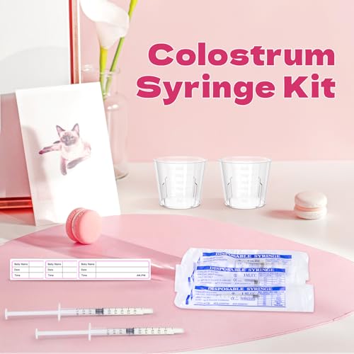 Syringes with Caps Kit, 50pcs 1ml Syringe, 2pcs 30ml Measuring Cup, 50pcs Adhesive Labels, for Colostrum, Pet Feeding, Scientific Labs - style: 1ml
