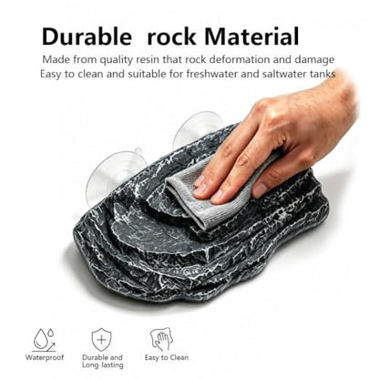 Turtle Basking Platform, Climbing Ramp Rock Turtle Dock for Aquarium | Turtle Tank Decor With 3 Suction Cups, Resting Terrace for Terrapins and Frogs - style: Faux Rock