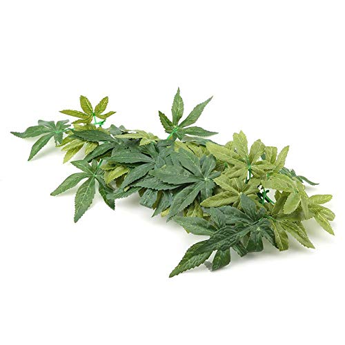 Yosoo Artificial Plants Fake Leaves, Aquarium Fish Plastic Green Grass with Sucker, Reptile Terrarium Habitat Box Cage Ornaments (40cm/15.75in) - size: 40cm/15.75in