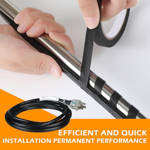 Kingdder 36 Ft (6FT~48FT) Heat Tape for Water Pipes Thermostat Self Regulating Heating Cable with Power Indicator Plug Built-in, Heavy Duty Heating Cable for Pipe Freeze Protection, 120V 8W/ft - size: 36 Ft